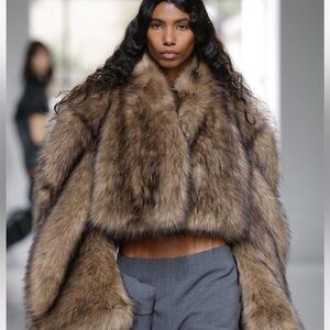 Cropped faux-fur jacket